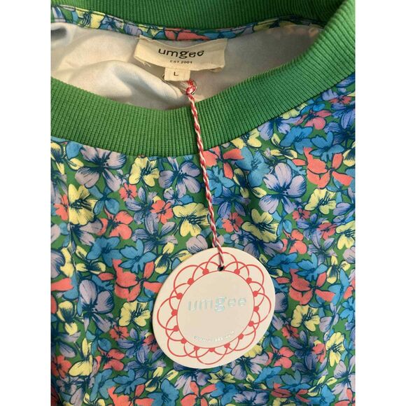 Umgee | NWT Floral Mock Neck Drop Waist Mini Dress - Green/blue | Large - Picture 3 of 5